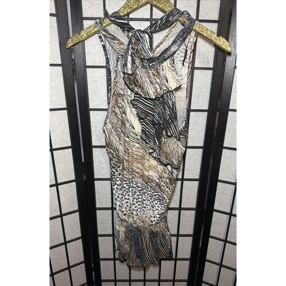 Womens Animal Print Sleeveless Top‎ M Size Medium Party Ties In Back